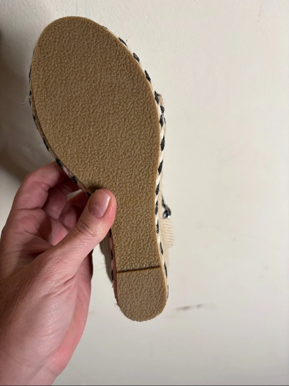 Molly Bracken Black and Natural Braided Espadrille Wedge Sandals - Picture 4 of 4